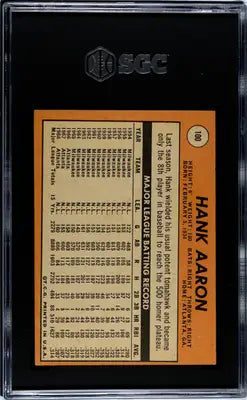 1969 Topps Hank Aaron #100 Baseball SGC 2