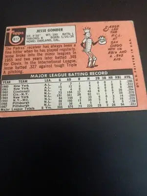 1969 Topps - High # Jesse Gonder #617. San Diego Padres. EX - Baseball Card Single