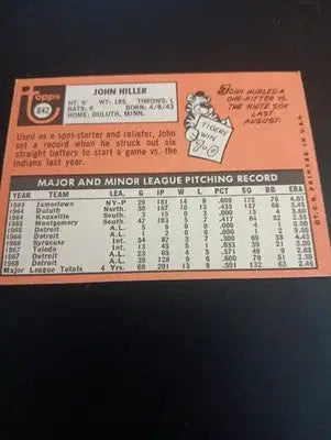 1969 Topps - High # John Hiller #642. Detroit Tigers. EX+ - NRMT - Baseball Card Single