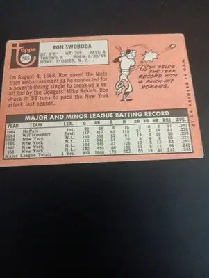 1969 Topps - High # Ron Swoboda #585. New York Mets. EX - Baseball Card Single