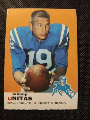 1969 Topps - Johnny Unitas #25. Baltimore Colts. EX. imperfect cut - Football Card Single