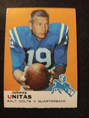1969 Topps - Johnny Unitas #25. Baltimore Colts. EX. imperfect cut - Football Card Single