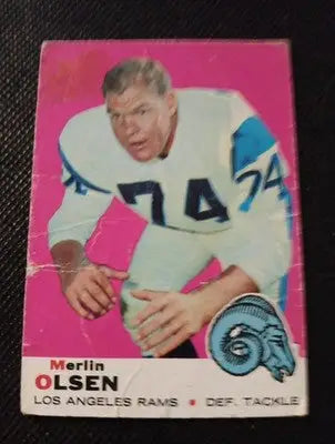 1969 Topps - Merlin Olsen #34. LA Rams. creasing. VG - Football Card Single