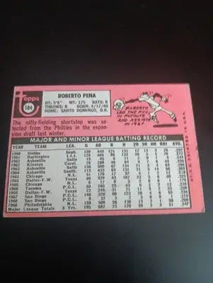 1969 Topps - Roberto Pena #184. San Diego Padres. EX+ - Baseball Card Single
