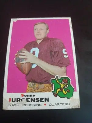 1969 Topps - Sonny Jurgensen #227. Wash. Redskins. front paper loss. GD- VG - Football Card Single