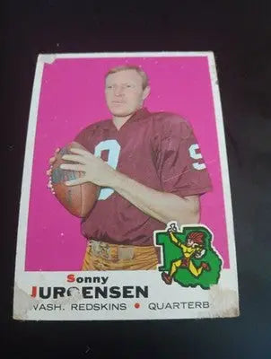 1969 Topps - Sonny Jurgensen #227. Wash. Redskins. front paper loss. GD- VG - Football Card Single