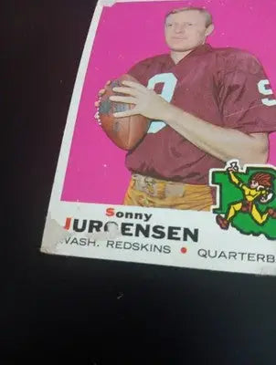 1969 Topps - Sonny Jurgensen #227. Wash. Redskins. front paper loss. GD- VG - Football Card Single