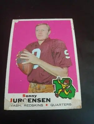 1969 Topps - Sonny Jurgensen #227. Wash. Redskins. front paper loss. GD- VG - Football Card Single