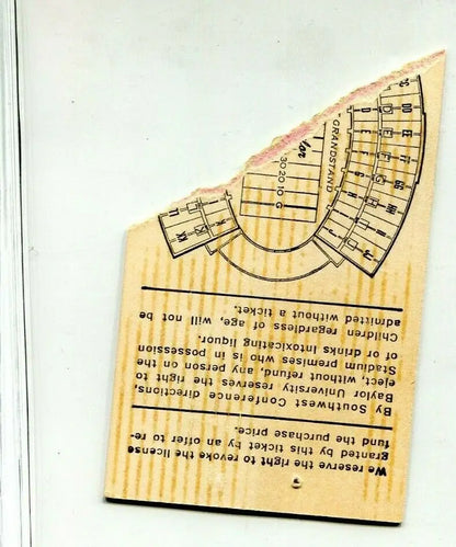 Vintage Baylor Bears vs Texas Longhorns ticket stub from 1970 Waco TX
