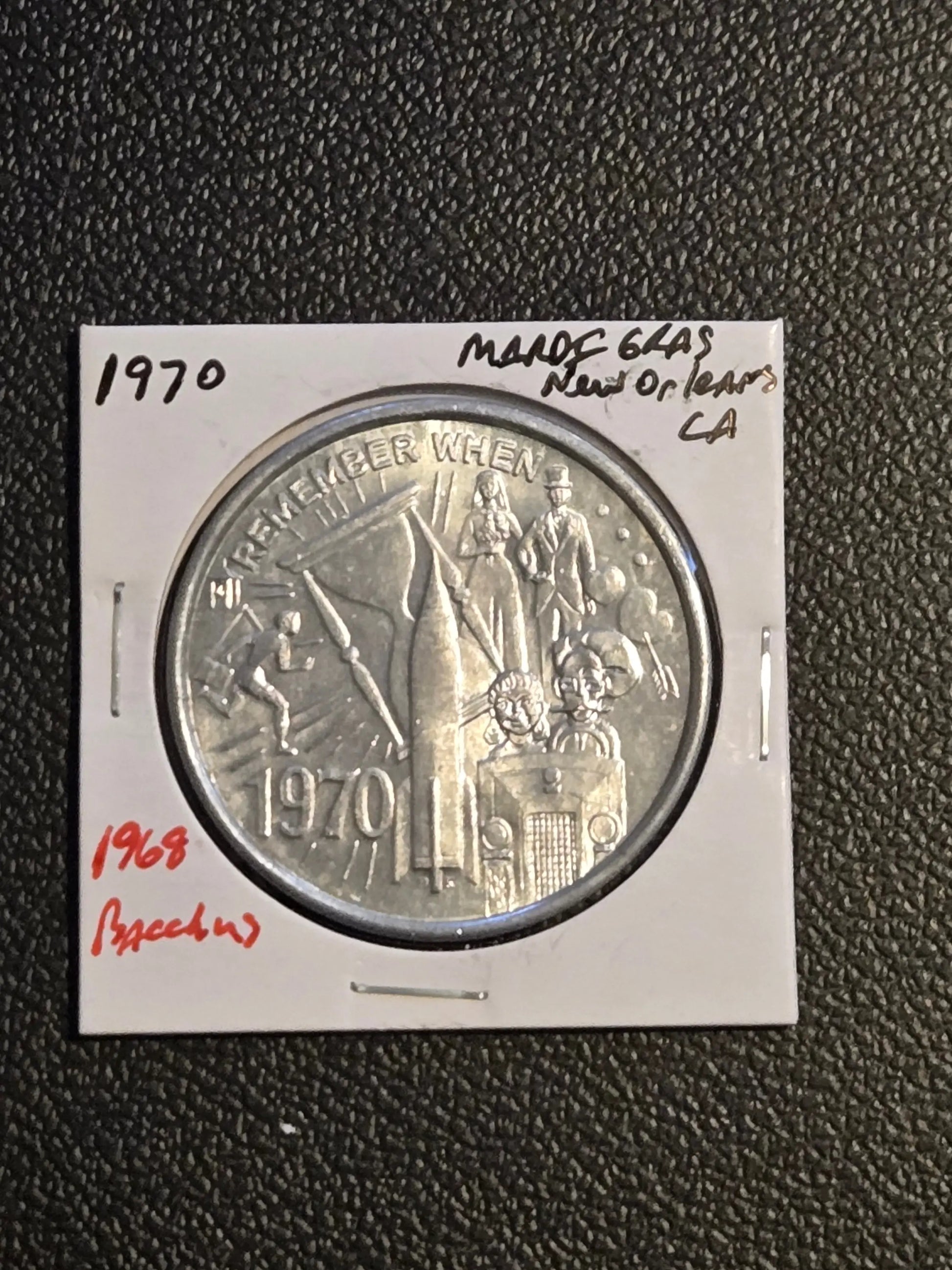 1970 Mardi Gras Doubloon Krewe of Bacchus New Orleans Remember When Aluminum - Coins & Currency