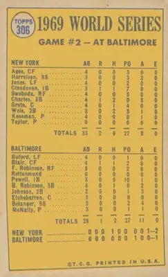1970 Topps #306 World Series Game 2 - Clendenon’s HR Breaks Ice! - Baseball Card Single