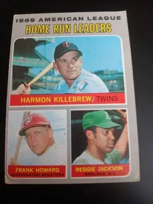 1970 Topps - AL HR leaders Reggie Jackson H. Killebrew F. Howard #66. VG - VG+ - Baseball Card Single
