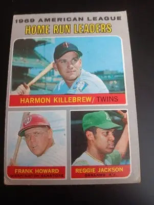 1970 Topps - AL HR leaders Reggie Jackson H. Killebrew F. Howard #66. VG - VG+ - Baseball Card Single