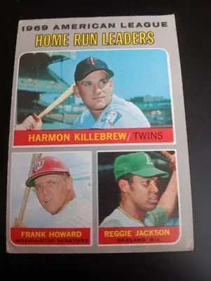 1970 Topps - AL HR leaders Reggie Jackson H. Killebrew F. Howard #66. VG - VG+ - Baseball Card Single