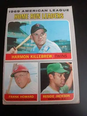 1970 Topps - AL HR leaders Reggie Jackson H. Killebrew F. Howard #66. VG - VG+ - Baseball Card Single