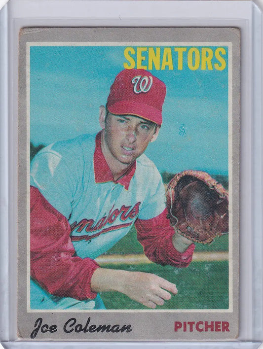 Vintage Topps Baseball card featuring Joe Coleman of the Washington Senators in uniform