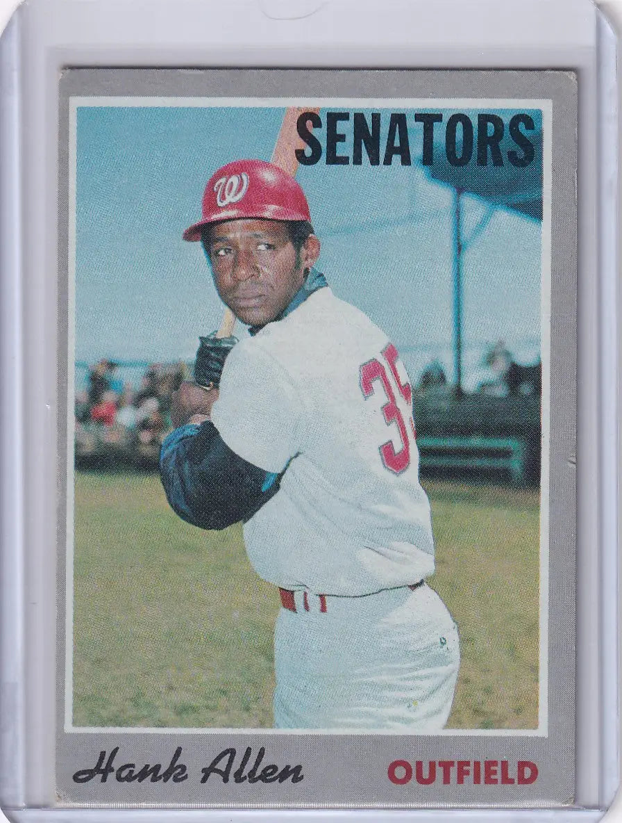 Baseball card of Hank Allen from Topps Baseball featuring Washington Senators uniform