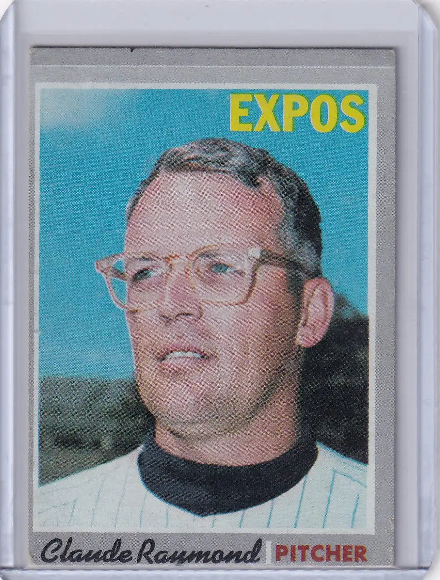 Baseball card of Claude Raymond from the 1970 Topps Baseball Montreal Expos series
