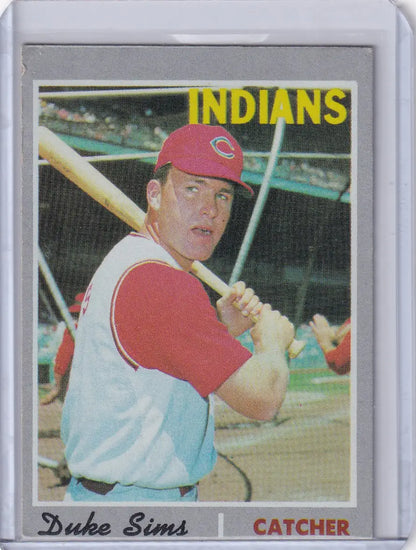 1970 Topps Baseball card of Duke Sims catcher for Cleveland Indians in batting stance