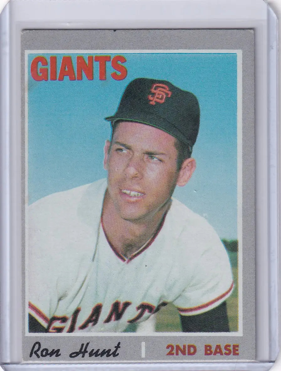 Baseball card of Ron Hunt in San Francisco Giants uniform from 1970 Topps Baseball