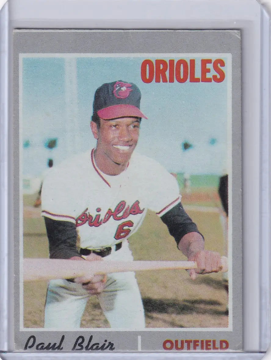 Paul Blair 1970 Topps Baseball card featuring Baltimore Orioles outfielder in uniform