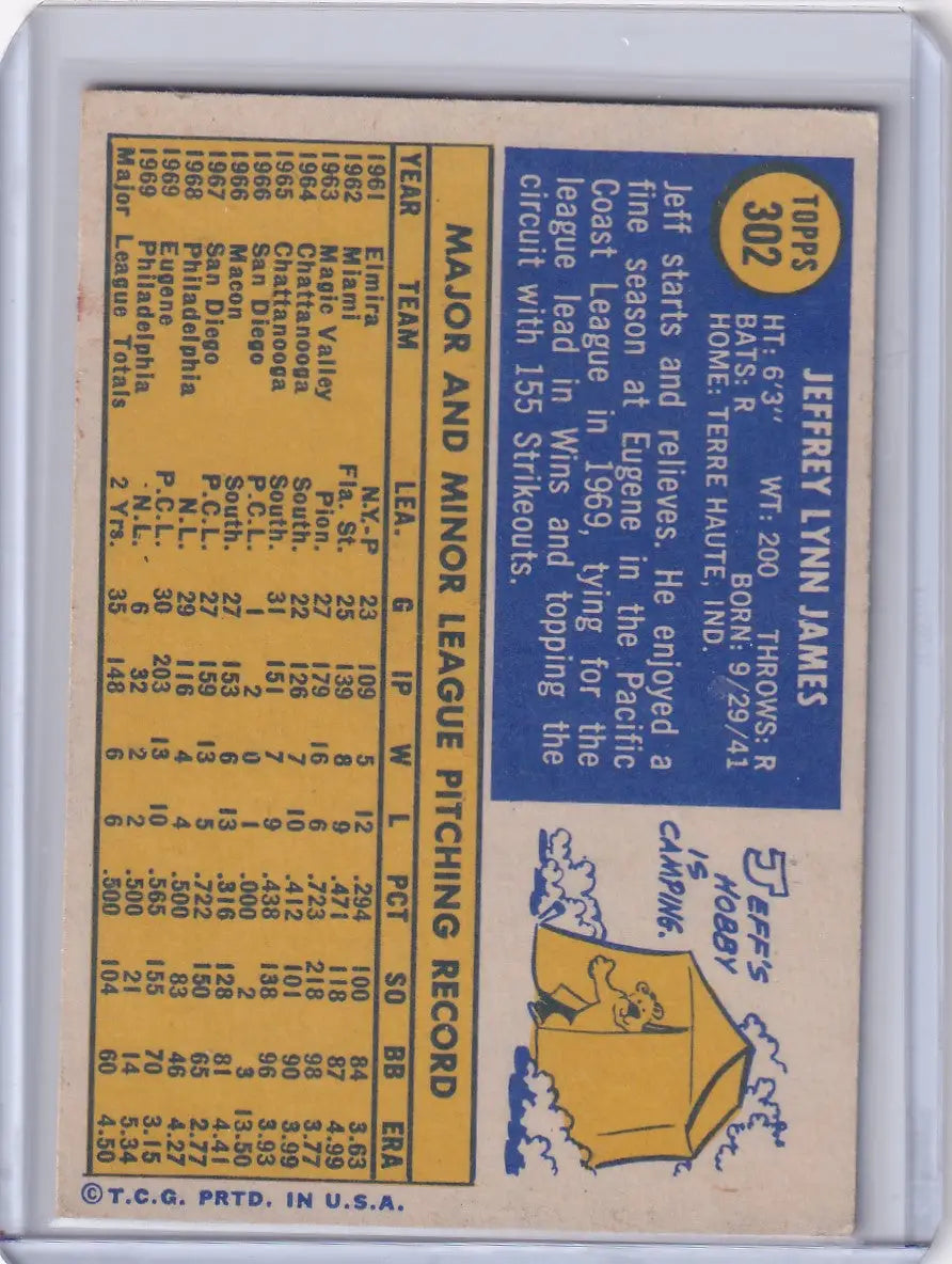 1970 Topps Baseball #302 Jeff James - Philadelphia Phillies