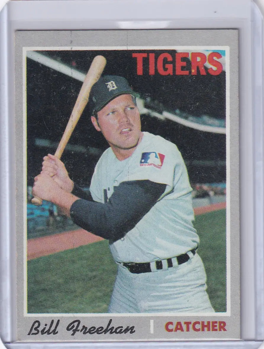 Baseball card of Bill Freehan in batting stance for Topps Baseball Detroit Tigers