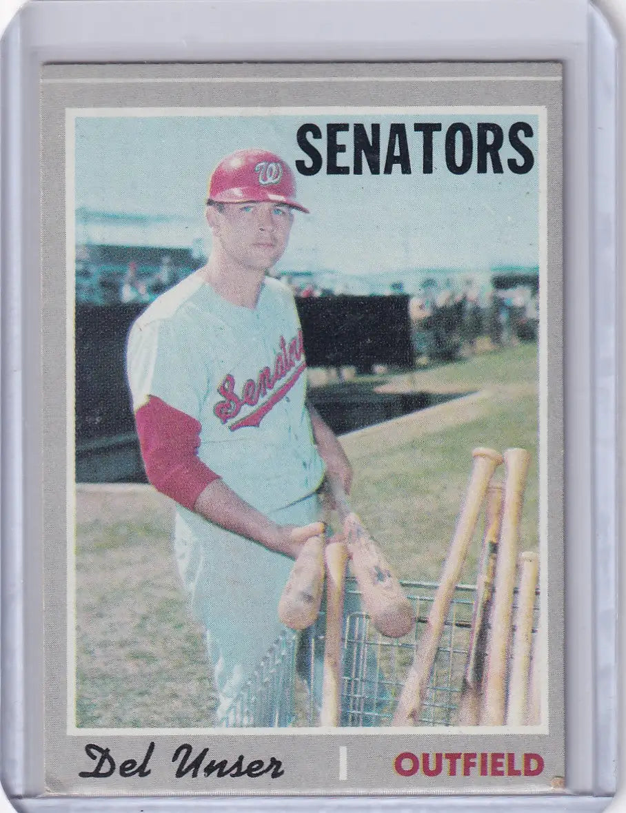 Baseball card of Del Unser, Washington Senators outfielder, from 1970 Topps Baseball