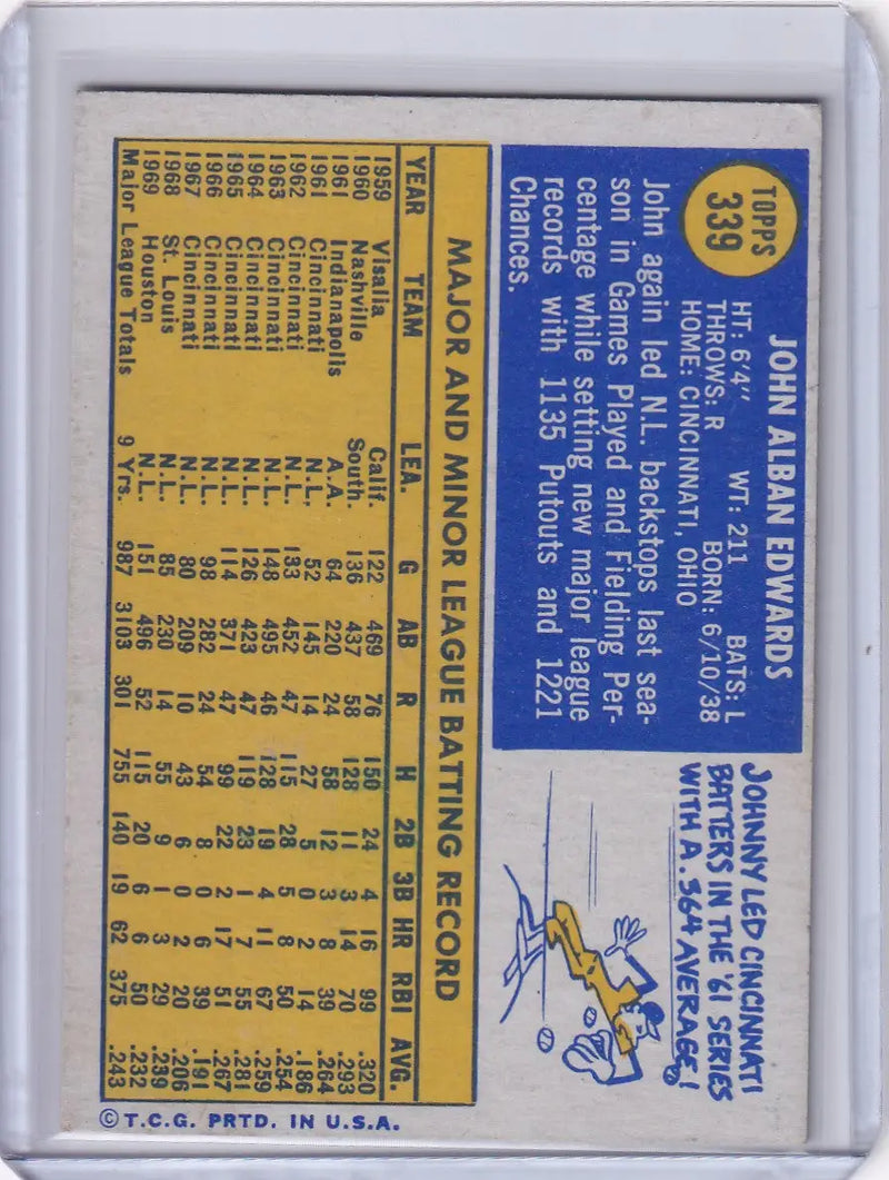 1970 Topps Baseball #339 Johnny Edwards - Houston Astros