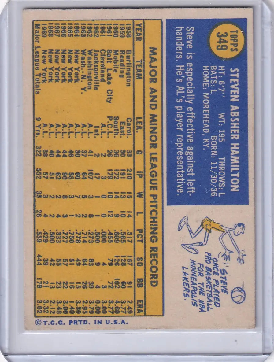 1970 Topps Baseball #349 Steve Hamilton - New York Yankees