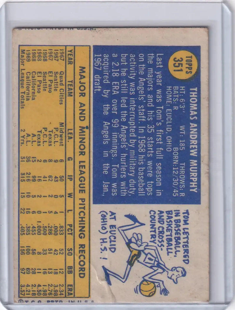 1970 Topps Baseball #351 Tom Murphy - California Angels