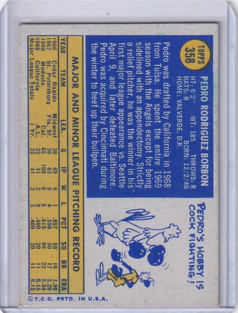 1970 Topps Baseball #358 Pedro Borbon - Cincinnati Reds RC