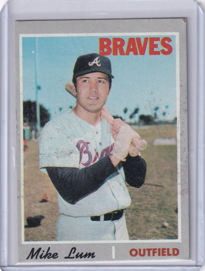 1970 Topps Baseball card of Mike Lum, Atlanta Braves outfielder in batting stance