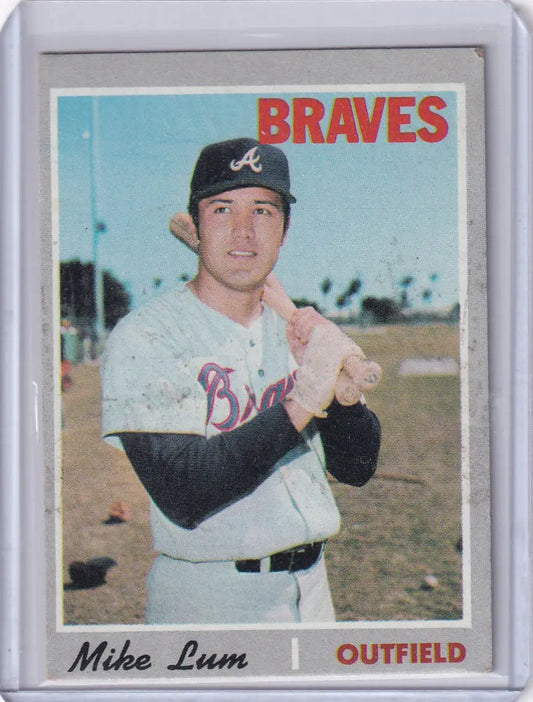 1970 Topps Baseball card of Mike Lum, Atlanta Braves outfielder in batting stance