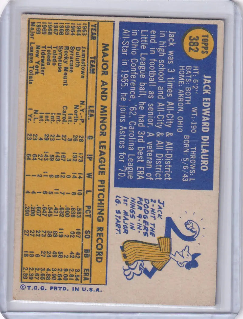1970 Topps Baseball #382 Jack DiLauro - Houston Astros