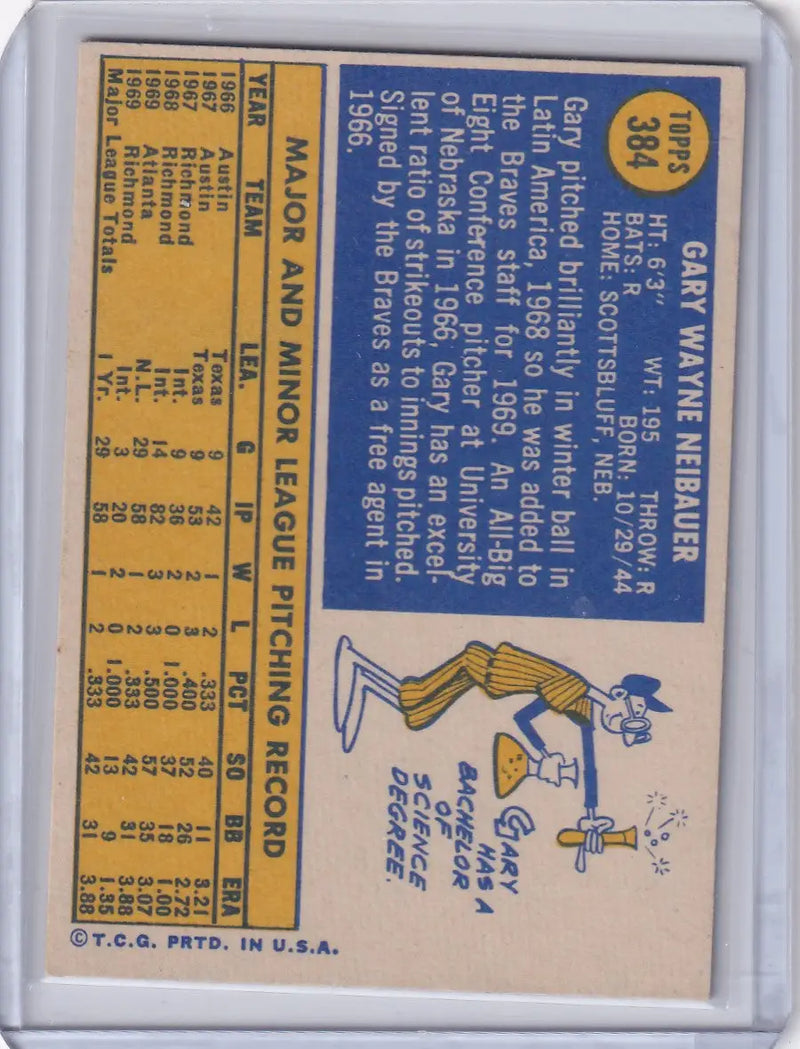 1970 Topps Baseball #384 Gary Neibauer - Atlanta Braves