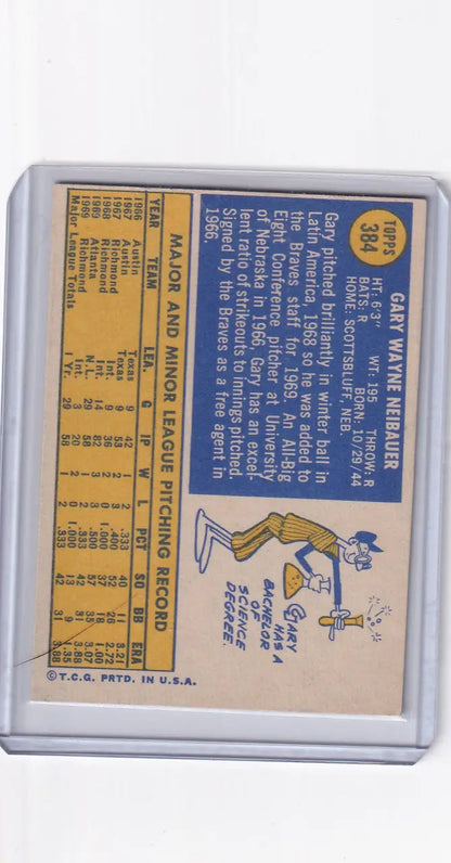 Vintage Topps Baseball card featuring Gary Neibauer of the Atlanta Braves statistics