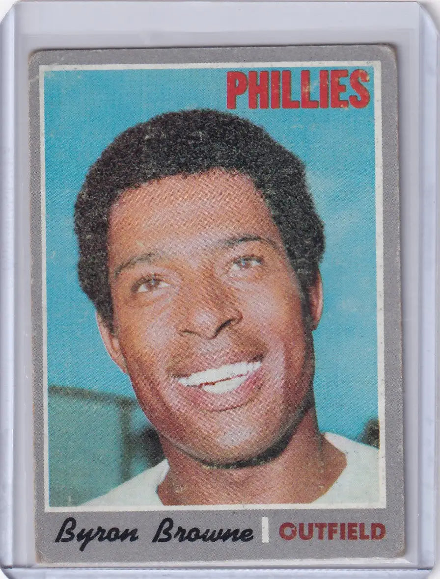 Baseball card of Byron Browne smiling for the Topps Baseball Philadelphia Phillies