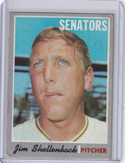Vintage Topps baseball card of Jim Shellenback from the Washington Senators