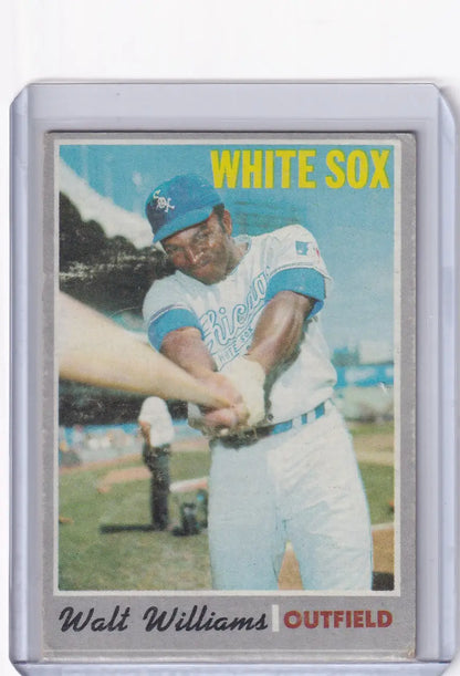 Walt Williams batting on a 1970 Topps Baseball card for Chicago White Sox