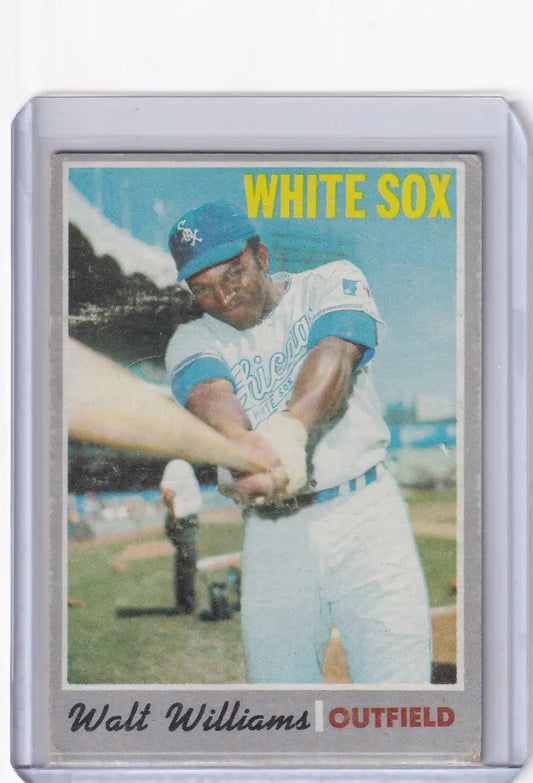Walt Williams batting on a 1970 Topps Baseball card for Chicago White Sox