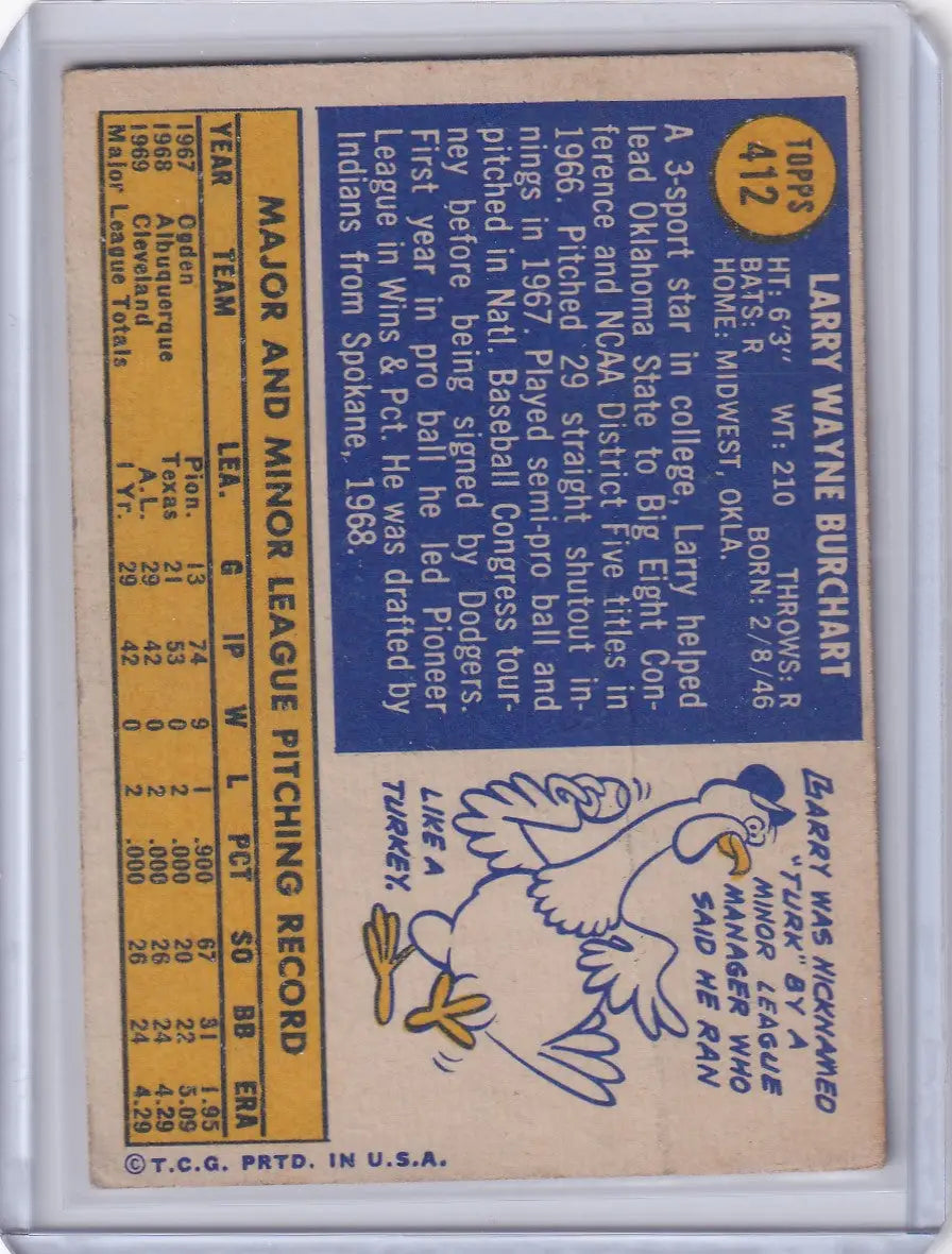 1970 Topps Baseball #412 Larry Burchart - Cleveland Indians