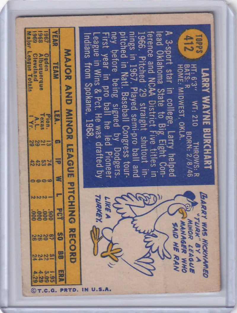 1970 Topps Baseball #412 Larry Burchart - Cleveland Indians