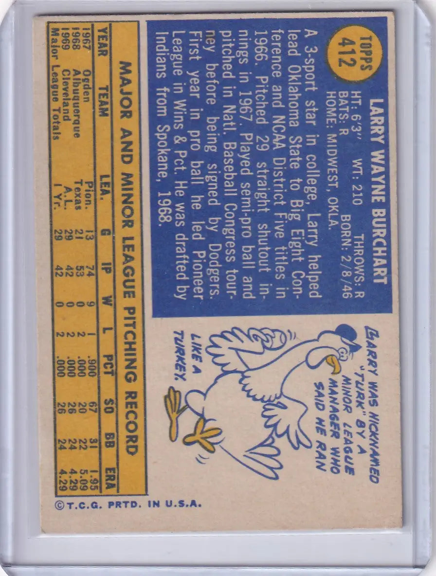 1970 Topps Baseball #412 Larry Burchart - Cleveland Indians