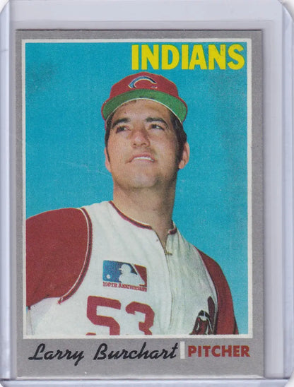 Topps Baseball card of Larry Burchart, Cleveland Indians pitcher wearing jersey 53