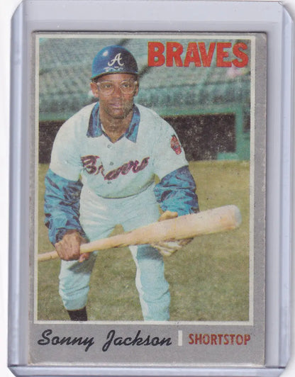 Sonny Jackson Atlanta Braves Topps Baseball card #413 in uniform with bat