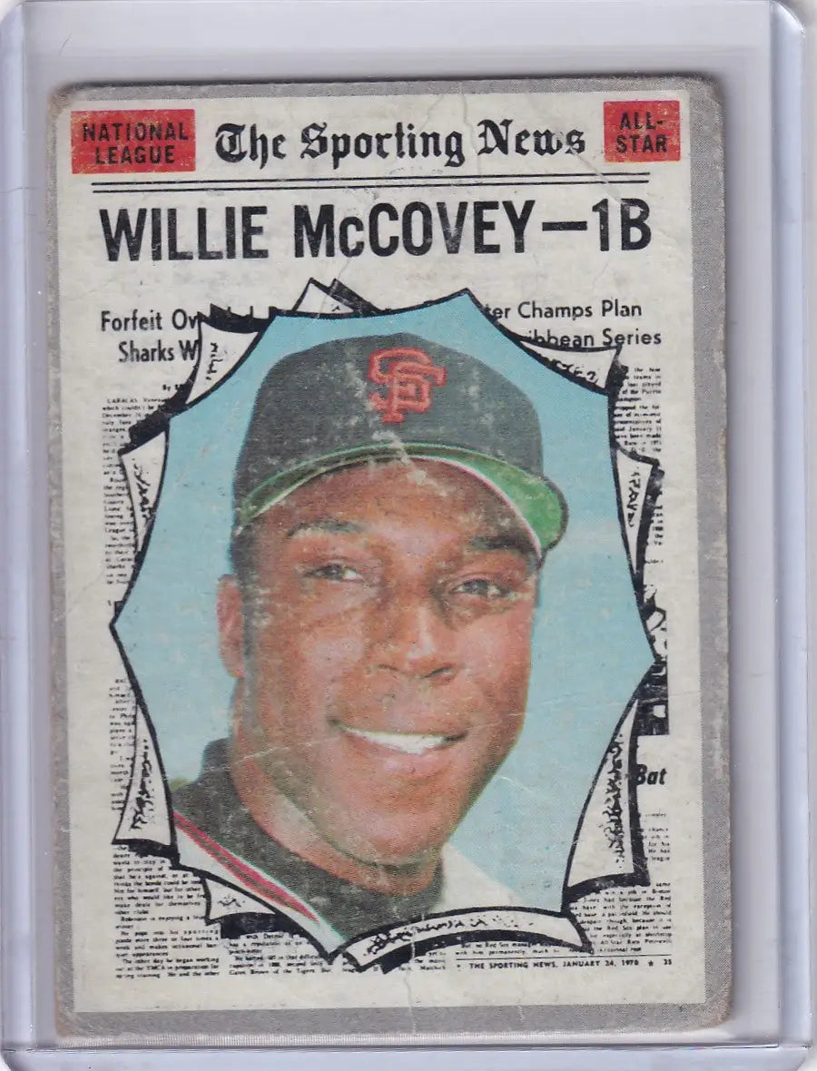 1970 Topps Baseball card of Willie McCovey with San Francisco Giants logo cap