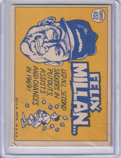 Vintage Topps Baseball card showcasing Felix Millan of the Atlanta Braves