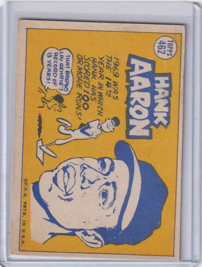 1970 Topps Baseball #462 Hank Aaron - Atlanta Braves