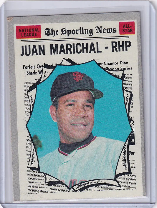 1970 Topps Baseball card of Juan Marichal in San Francisco Giants cap